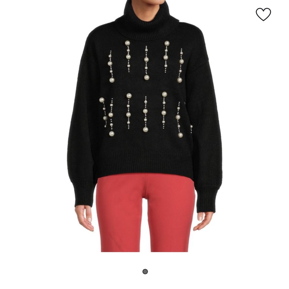 Karl Lagerfeld Black Sweater with Pearl Details